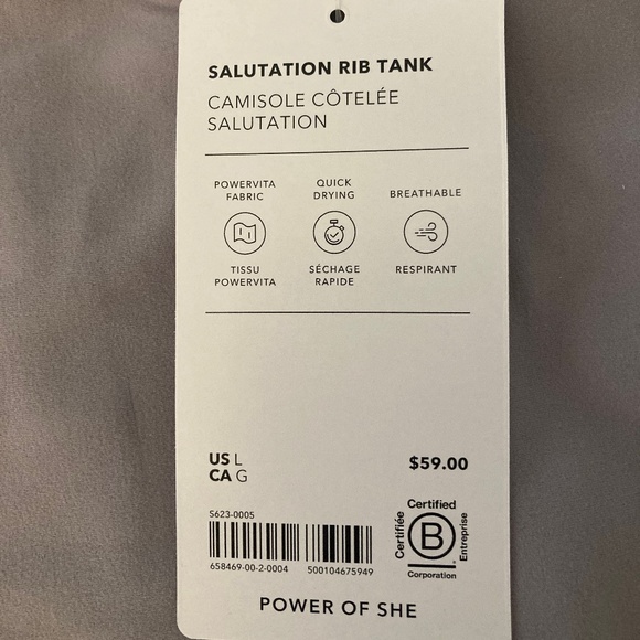 ATHLETA Salutation Rib Tank NWT Large - Picture 3 of 3